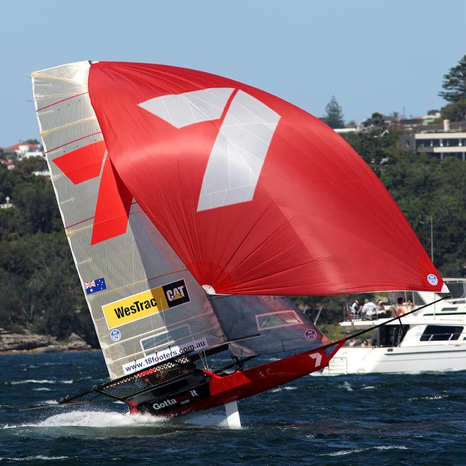 Race winner Gotta Love It 7 thrills the crowds - 3-Buoys Challenge Series 2013 © Frank Quealey /Australian 18 Footers League http://www.18footers.com.au